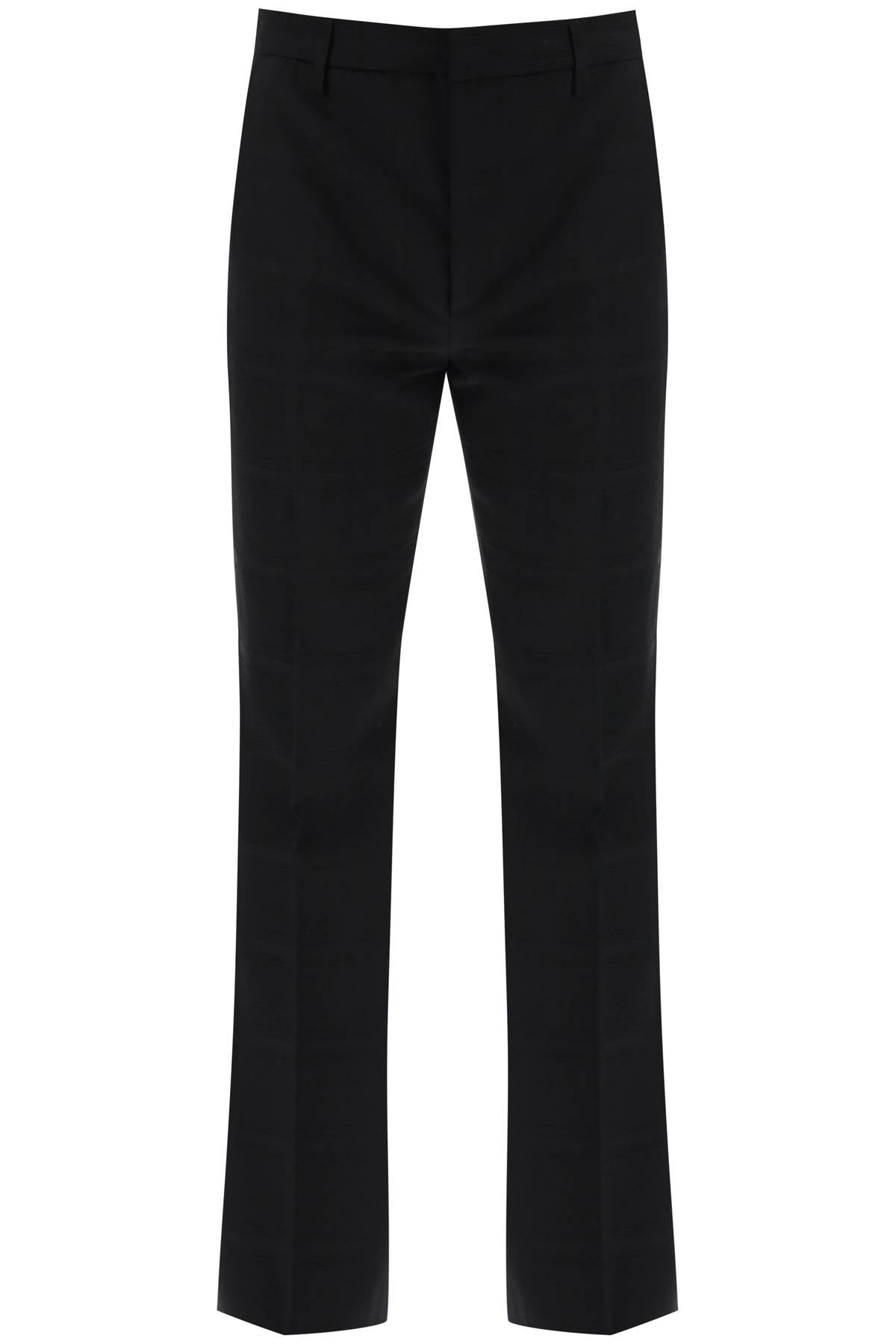 Pure Virgin Wool Check Flared Pants for Men