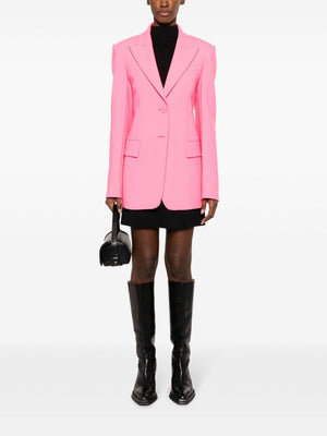 Bubblegum Pink Wool Single-Breasted Jacket for Women