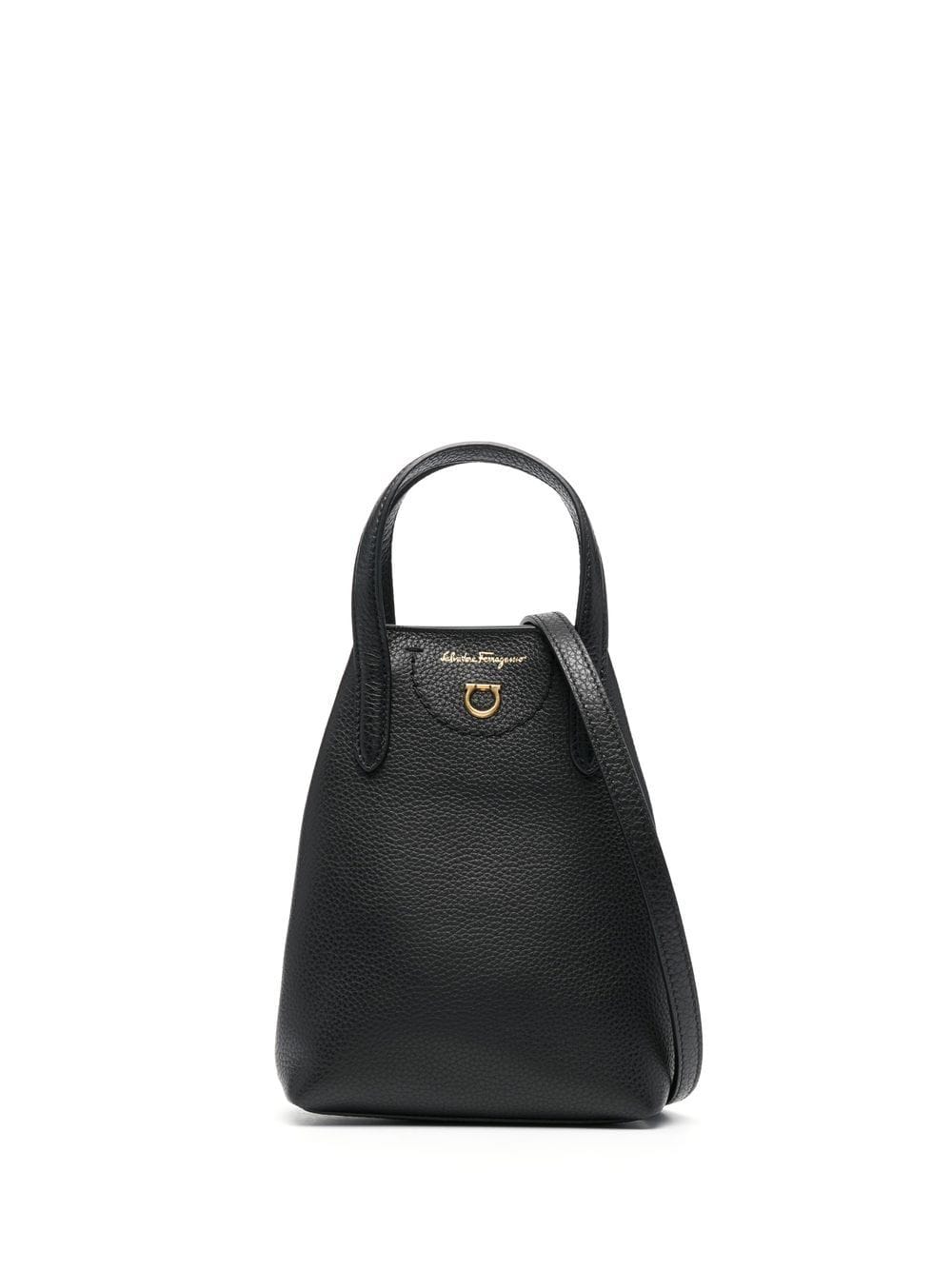 FERRAGAMO Women's Mini Top-Handle Black Calfskin Handbag for SS24