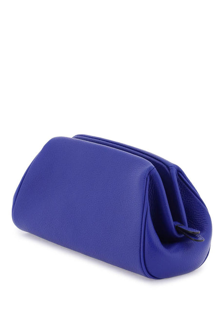 Blue Grained Leather Gancini Hook Clutch for Women