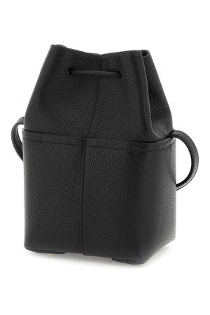 Ferragamo Gancini Hook Mini Bucket Bag - Black Grained Leather