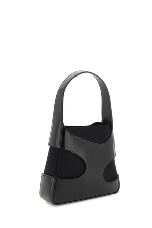 FERRAGAMO Black Leather Handbag with Cut-Out Details for Women