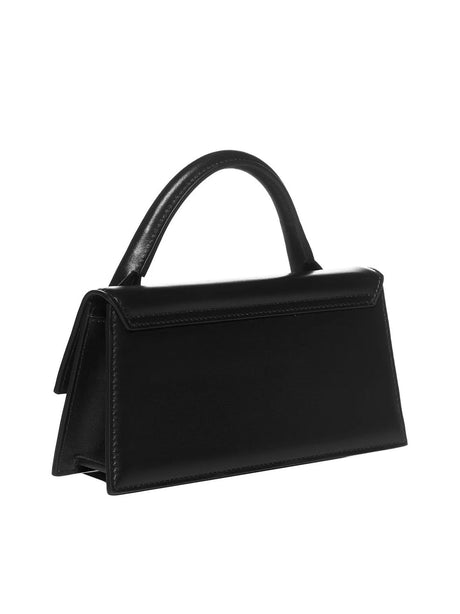 シンプルな黒レザーハンドバッグ：SS24コレクション