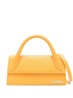 JACQUEMUS Mini Orange Goatskin Leather Handbag with Gold-Tone Accents and Detachable Strap
