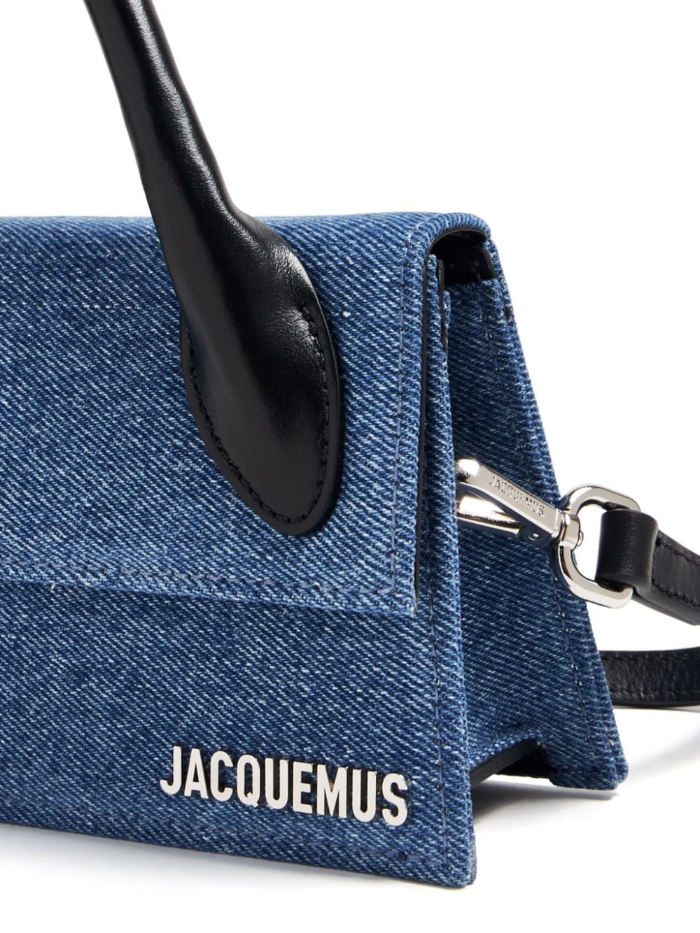 JACQUEMUS Mini Navy Denim & Leather Handbag with Silver-Tone Accents
