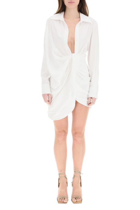 JACQUEMUS Asymmetrical Knotted Mini Dress for Women in White