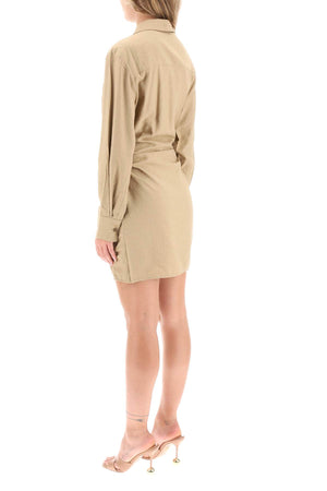 Assymmetrical Mini Dress with Draped Front and Raglan Sleeves