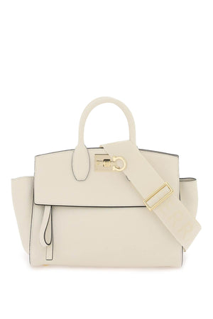 FERRAGAMO Grained Leather Studio Handbag in White for Women