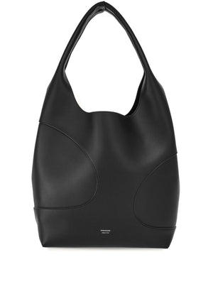 FERRAGAMO Black Cutout Leather Tote Handbag for Women