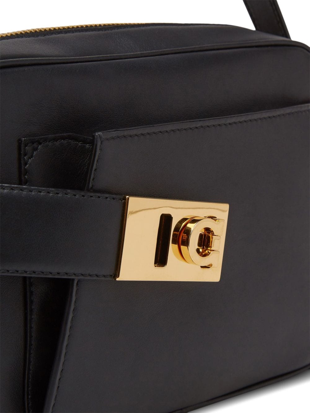 FERRAGAMO Black Leather Mini Camera Bag with Gancini Buckle and Adjustable Strap for Women SS24