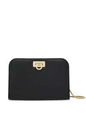 FERRAGAMO Black Mini Clutch Handbag in Calf Leather for Women – Spring/Summer 2024 Collection