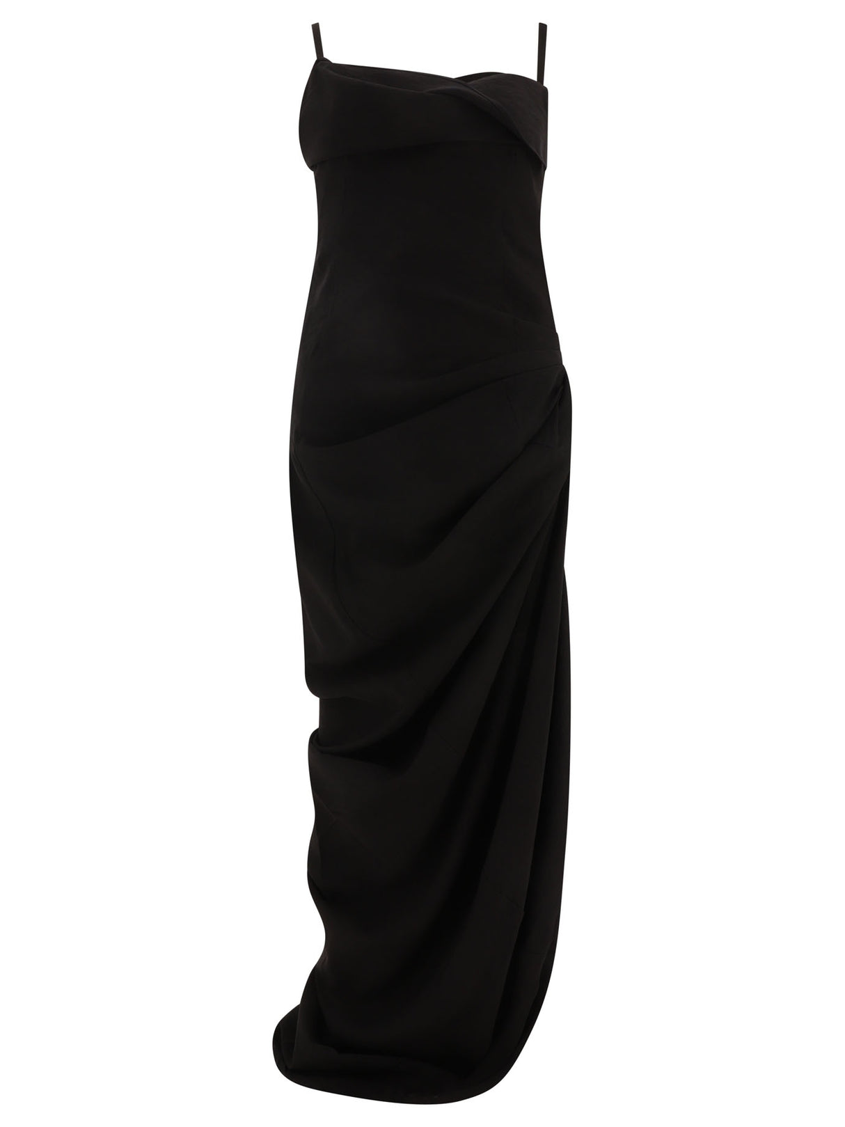 ブラックドレープスリムフィットドレス with 調整可能ストラップ and オープンバック for 婦人