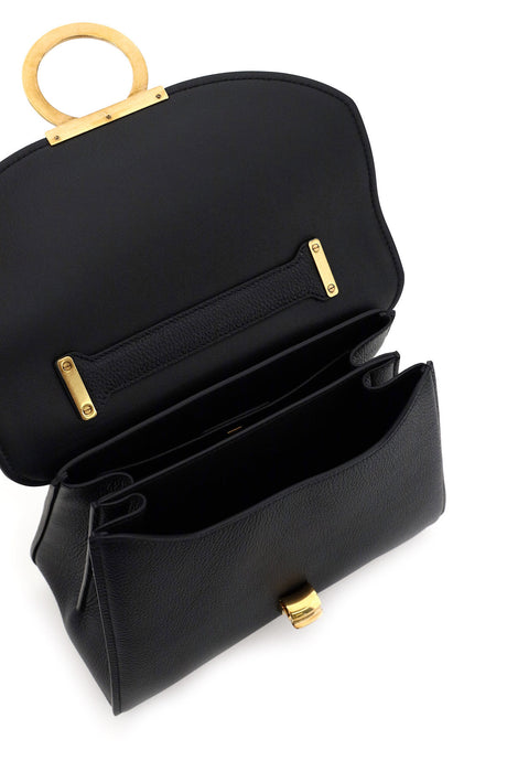黒レザーSS24コレクションの女性のためのガンチーノフックハンドバッグ