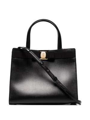 Black Leather Vara Shoulder Handbag - SS24 Collection
