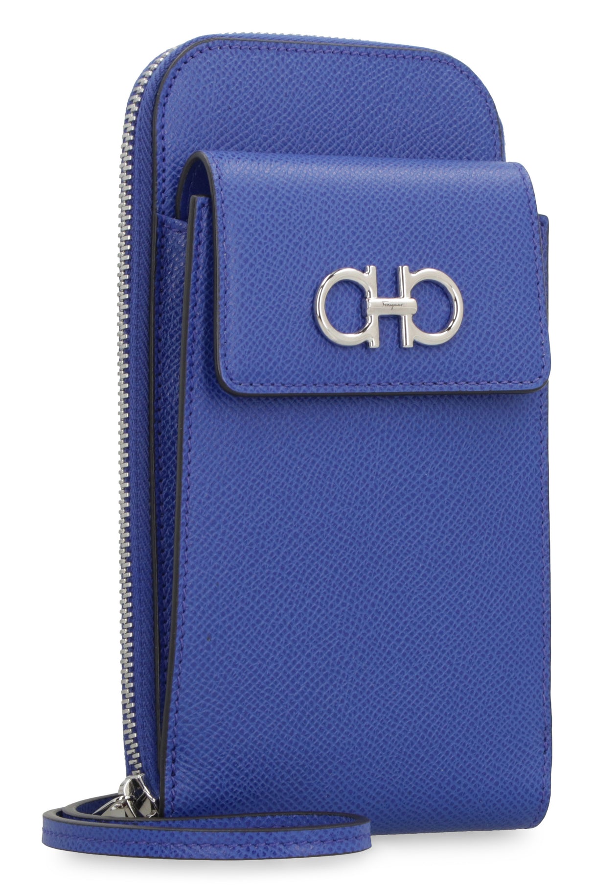女性向けのスタイリッシュな青色レザー製モバイルケース - FW23