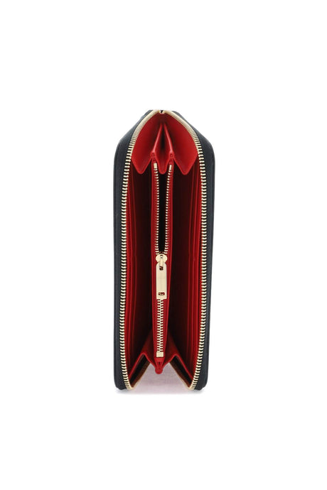 高品质SS24季节女士CHLOÉ设计的黑色Gancini Hook皮革钱包，带拉链闭合