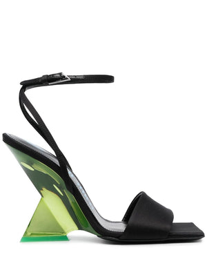 黑色平價高跟涼鞋配綠色跟款 - FW23系列