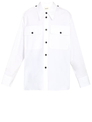 女士超大号白色棉衬衫 - SS24