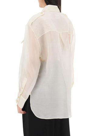 Oversized Silk Knit Shirt in Neutral for Women