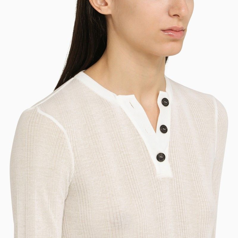 KHAITE Cream-Coloured Cotton-Blend Crew-Neck Sweater for Women