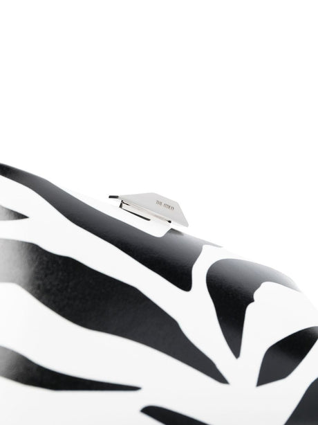 THE ATTICO 8.30PM Logo-Print Clutch in White for Women | Zebra Print Envelope Design