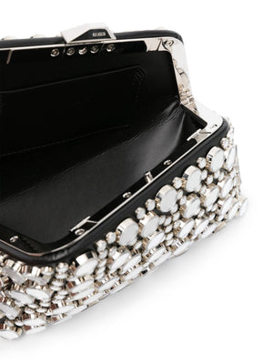THE ATTICO Jet Black Handbag with Silver-Tone Mirrored Stud Embellishment
