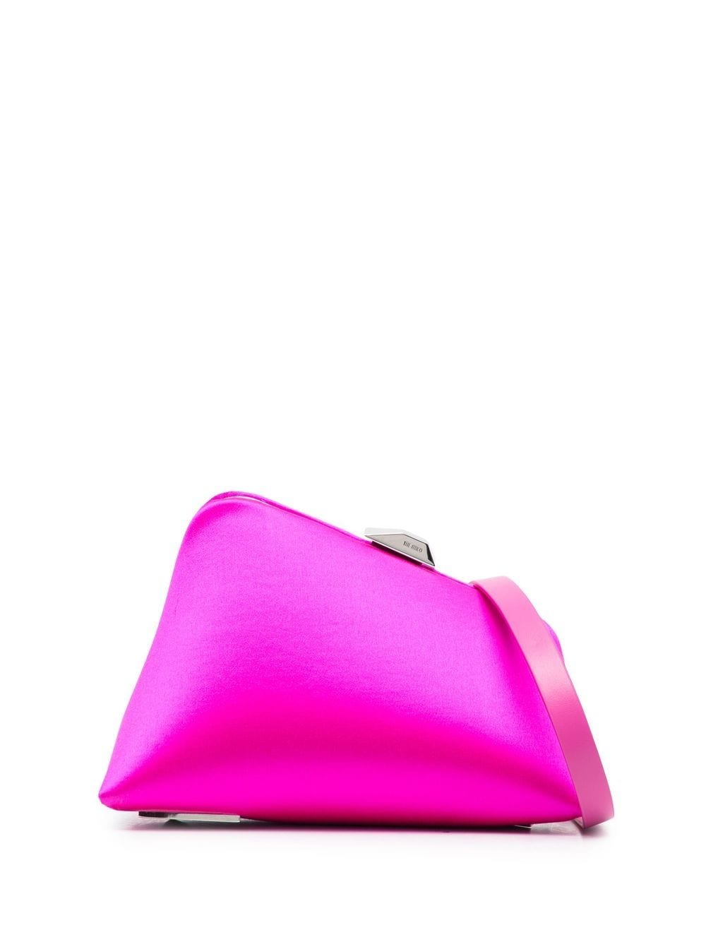 8.30PM Logo-Print Clutch in Fuchsia for Women in Satin, Leather, and Silk
