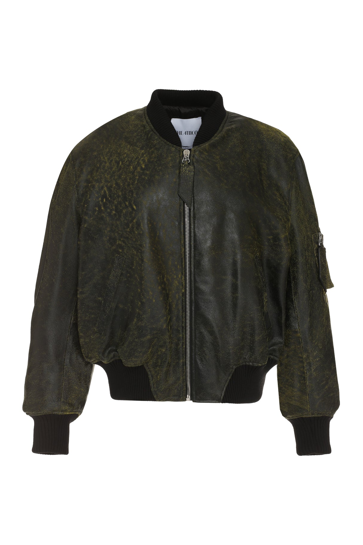 THE ATTICO Cracked Effect Leather Bomber Jacket for Women