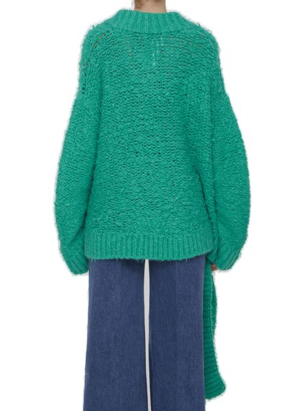 綠色不對稱編織女性毛衣 - SS23系列