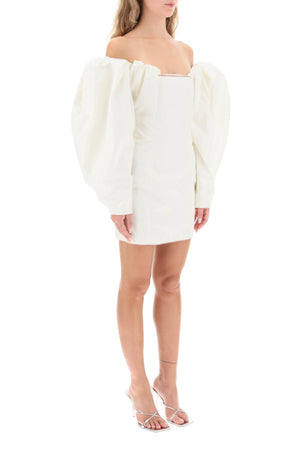 White Taffeta Off-the-Shoulder Mini Dress for Women