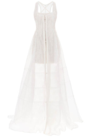 華麗施華洛晚裝長裙- 打造引人注目的A字線條與絲帶細節