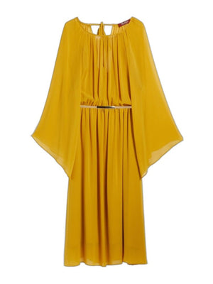 FW23 黄色长款丝质连衣裙