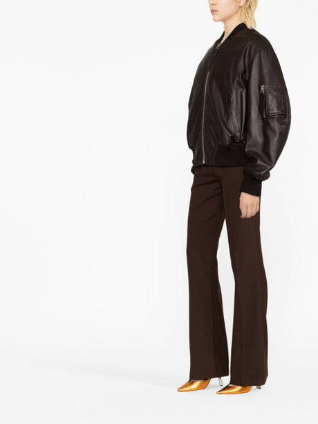 THE ATTICO Women's Brown Leather Bomber Jacket for SS24