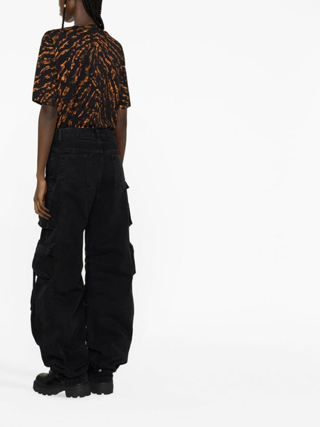 Women's Black Cargo Denim Jeans - SS24 Collection