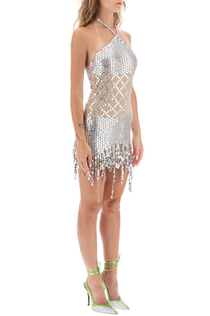 Hexagonal-Sequin Embellished Mini Dress in Technical Mesh - FW23 Collection