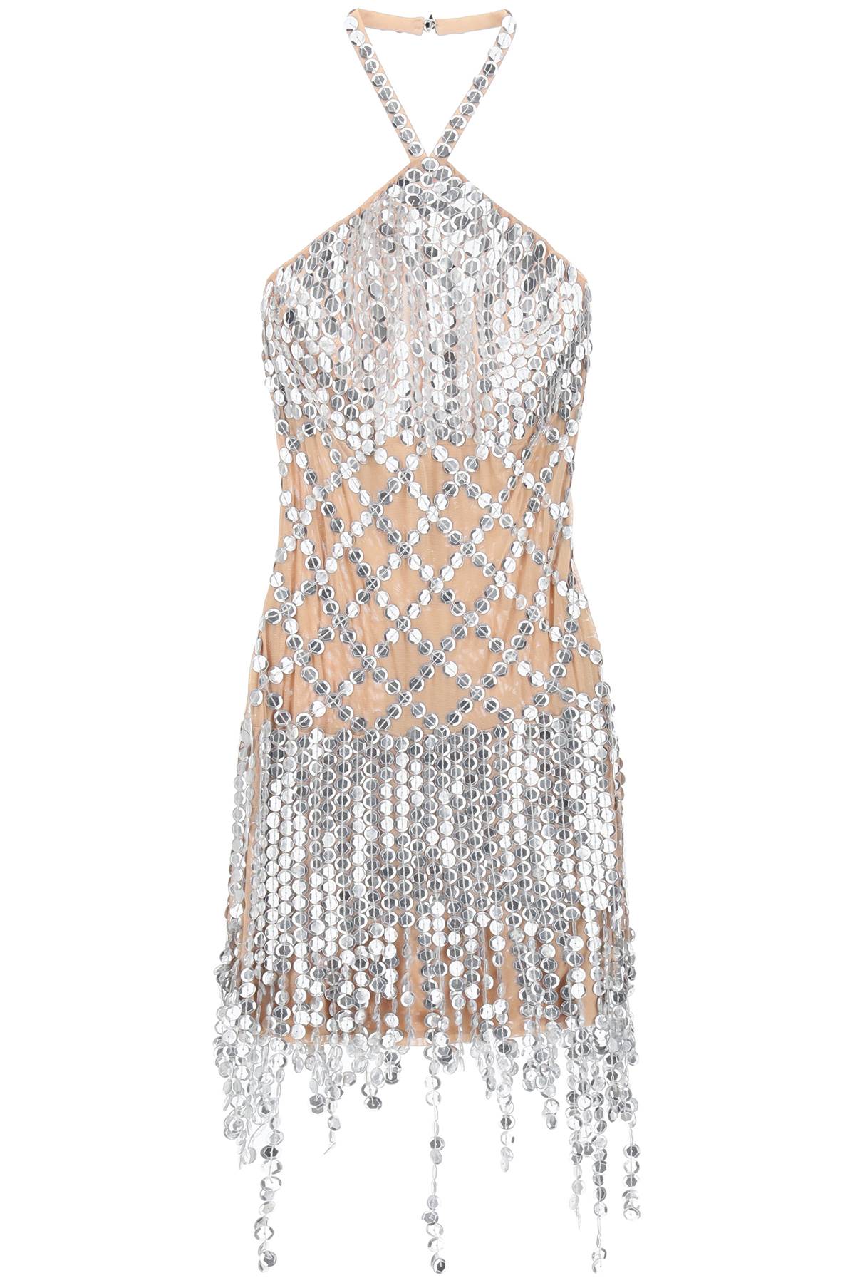 Hexagonal-Sequin Embellished Mini Dress in Technical Mesh - FW23 Collection