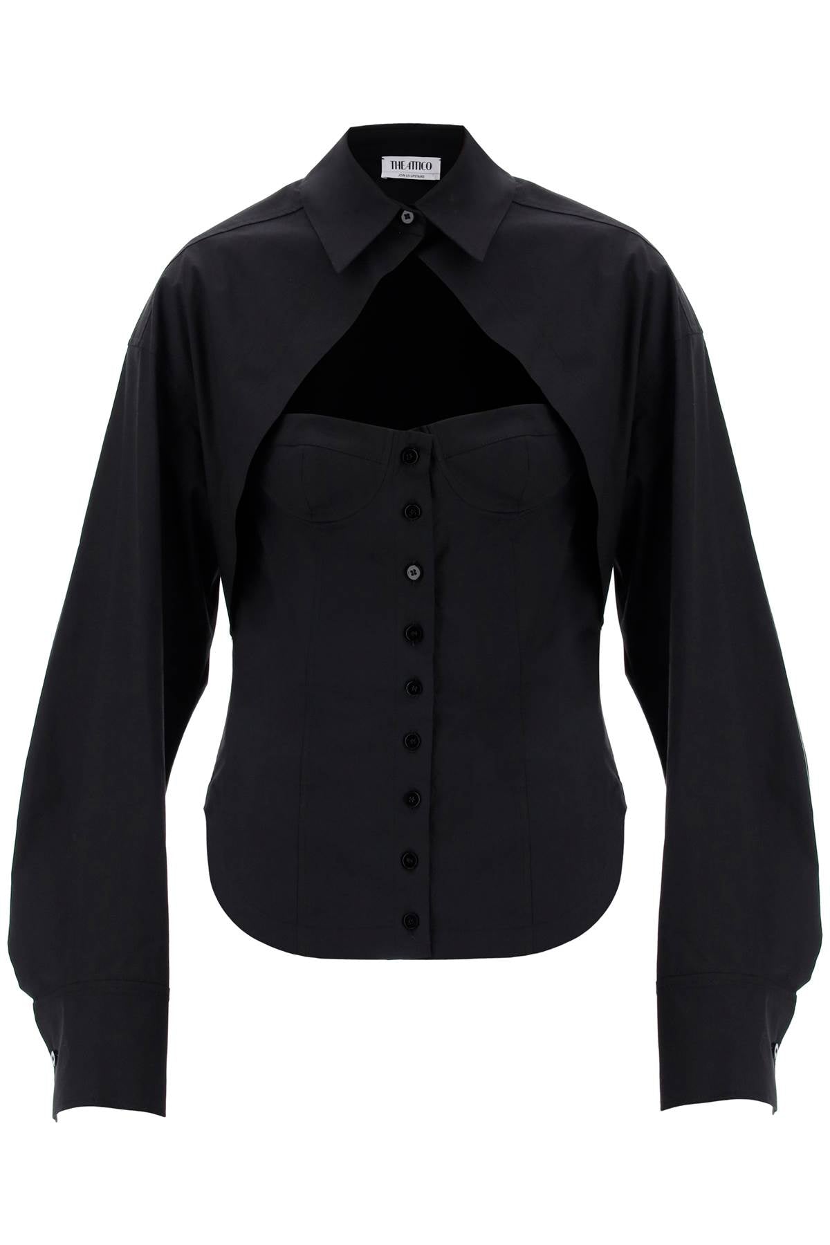 女装黑色棉质Poplin胸衣衬衫- FW23系列
