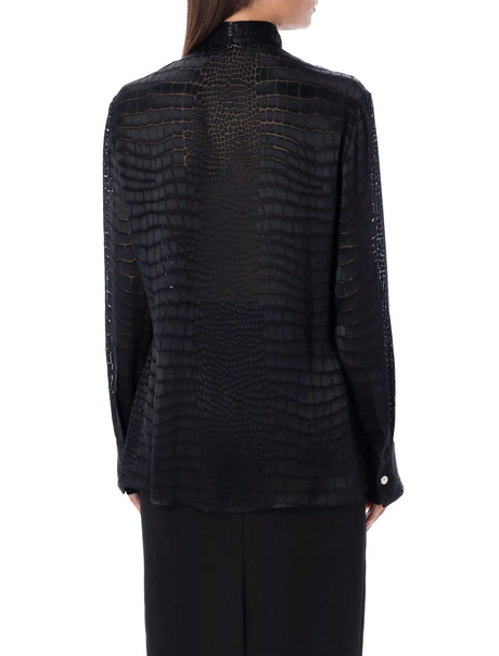 VERSACE Black Devore Crocodile Shirt for Women - FW23 Fashion Item