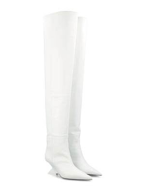 女性白色60高 Knee 靴带霸王被子 for FW23