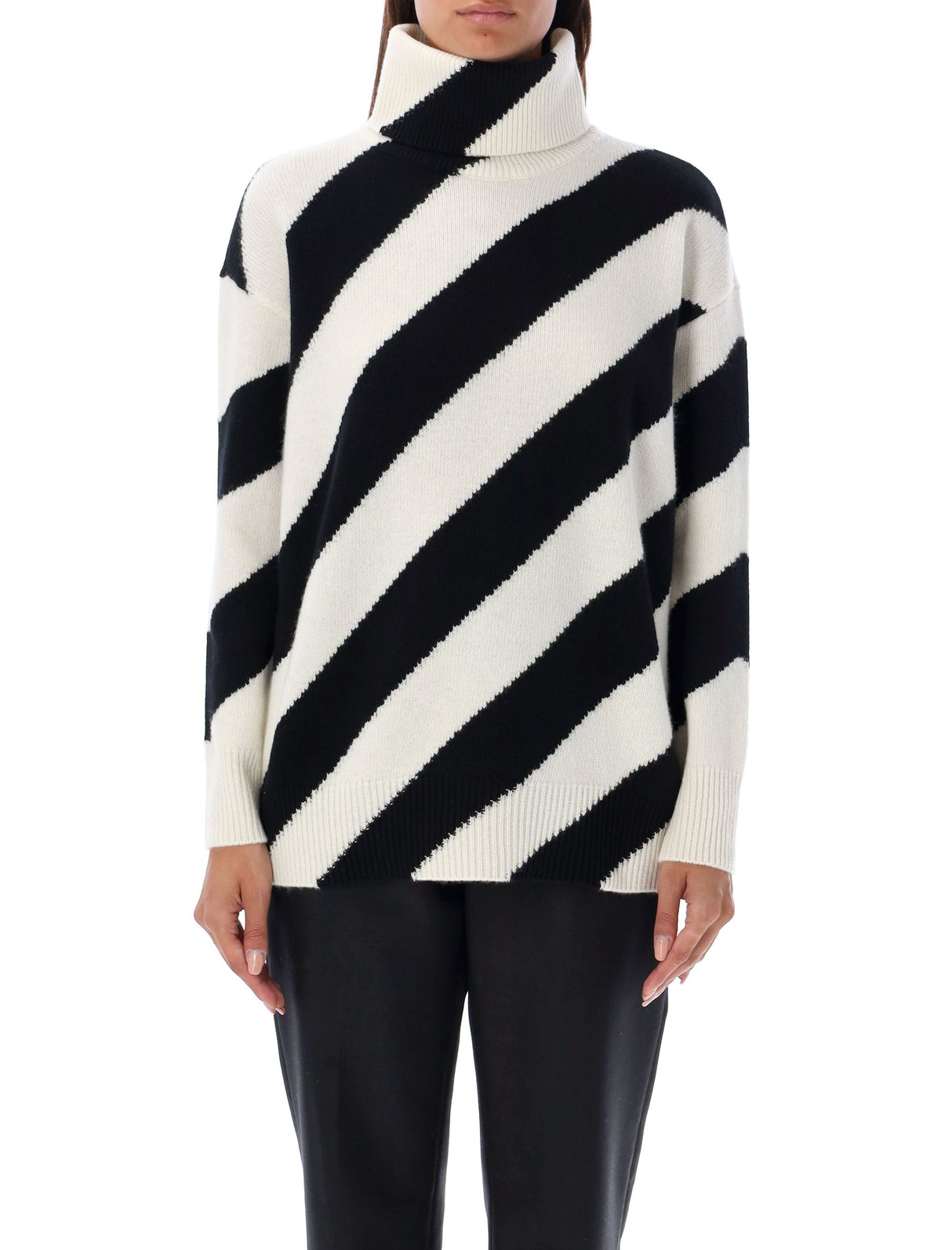 女生現代高領條紋毛衣- FW23系列