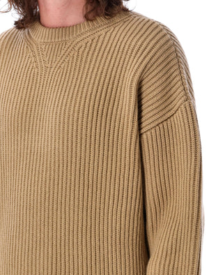 JIL SANDER Oversized Brown Crewneck Knit Sweater for Men