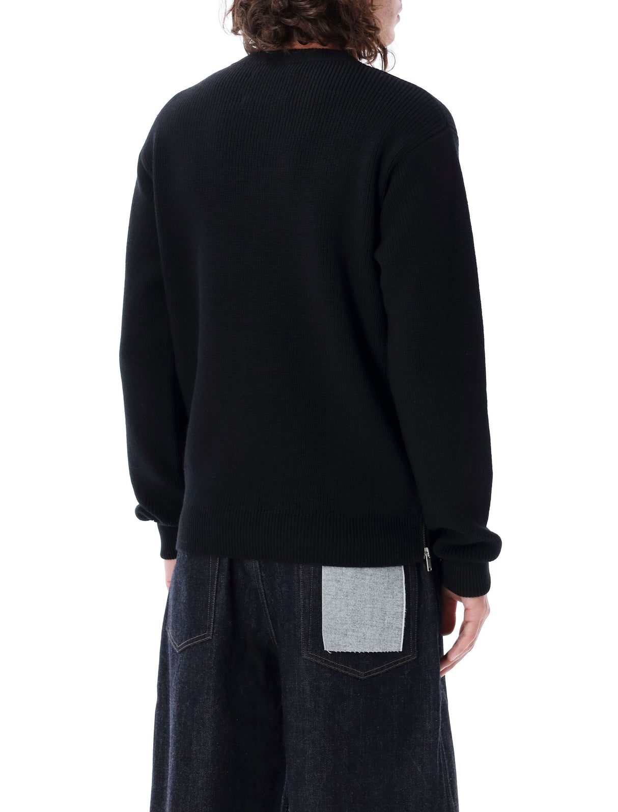 Men's Black Sweater with Side Zipper