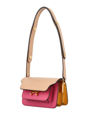 Tricolor Trunk Leather Shoulder Handbag for Girls