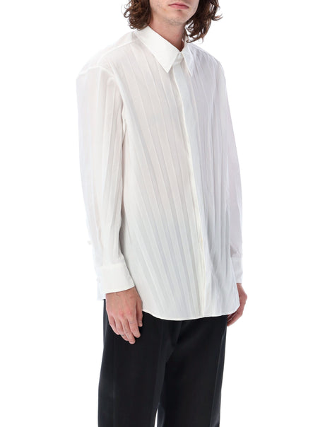 VALENTINO GARAVANI Men's Pleated Cotton-Blend Shirt in White for SS23