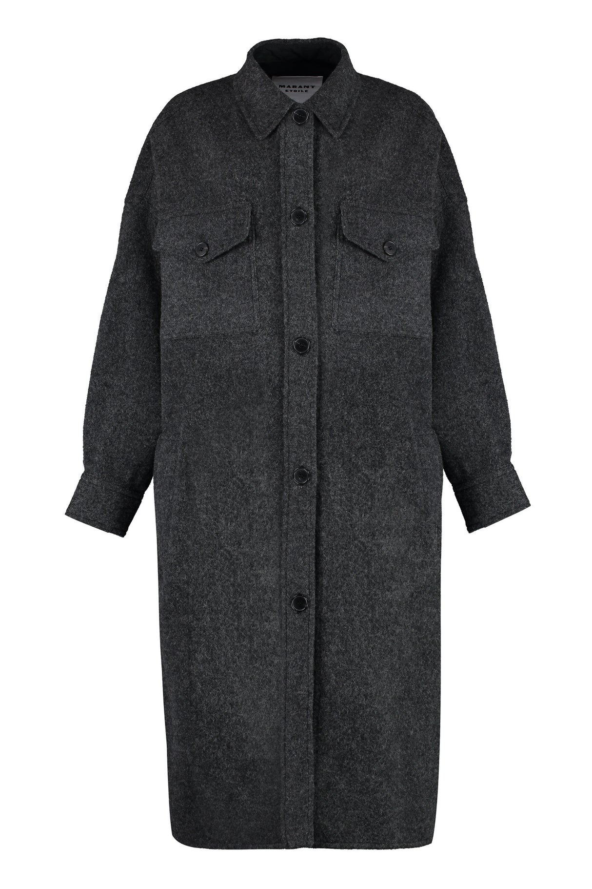 Women's Wool Blend Jacket with Shirt Style Collar and Cuffs - FW23