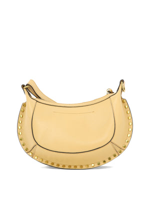 Beige Shoulder Handbag with Removable Strap and Gold-Tone Studs