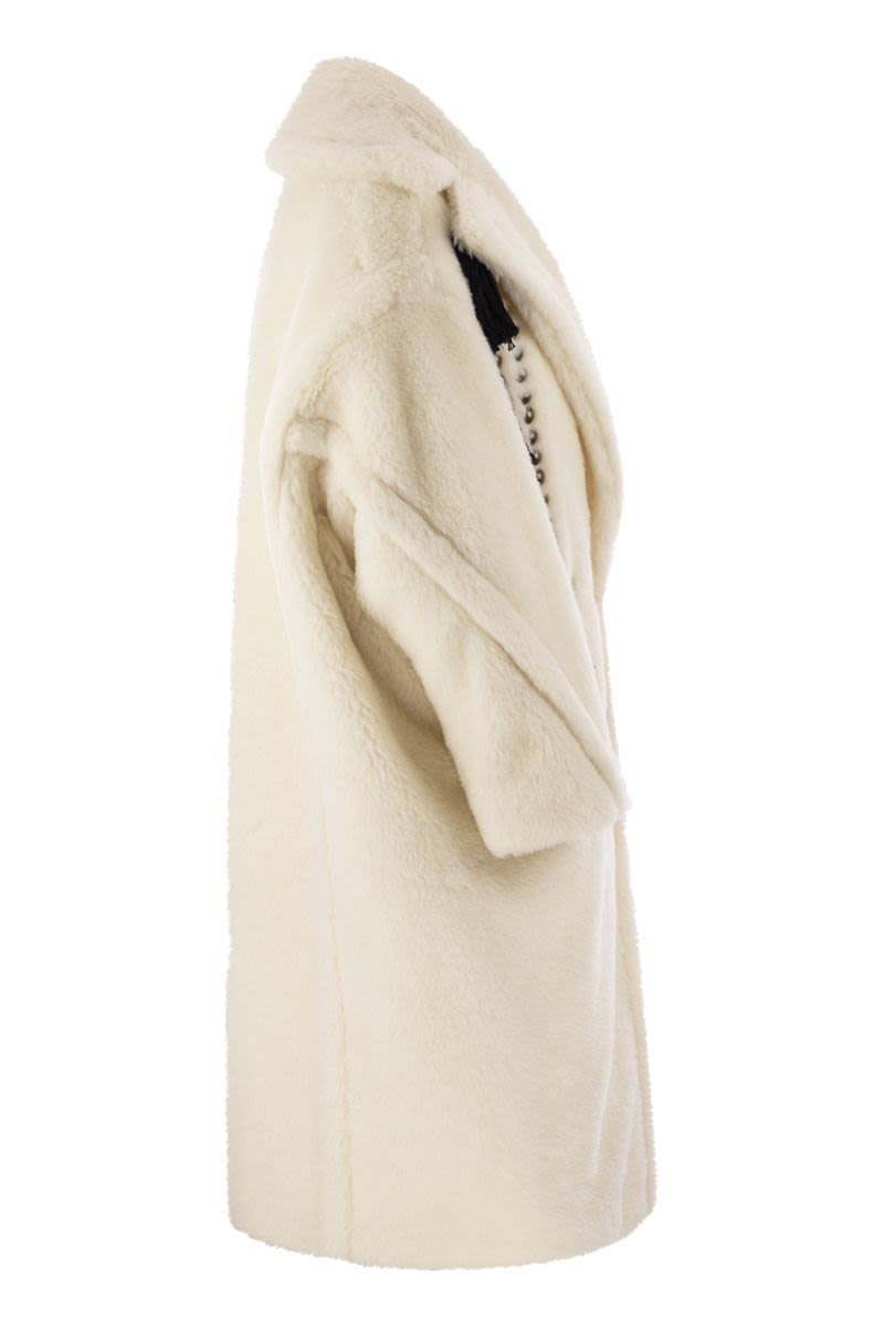 Teddy Bear Icon Jacket - 熊寶寶圖案外套（羊駝毛與羊毛混合物）- 女性化且時尚