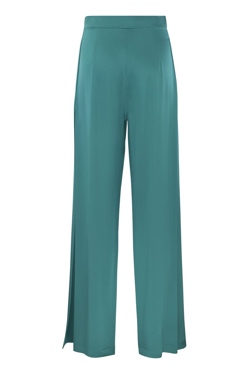 Green Silk Flare Trousers