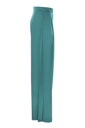 Green Silk Flare Trousers
