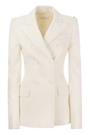 白色女式双排扣斜纹布夹克